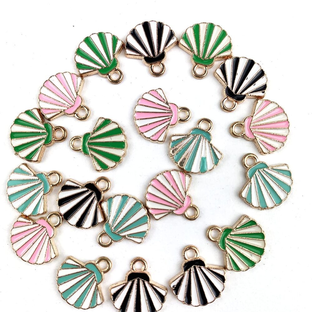 9372 20PC Gold Plated Mix Shell Alloy Enamel Charms Pendants for Keychain